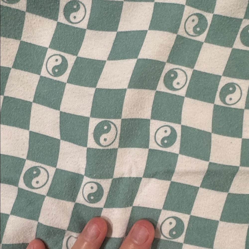 Garanimals Teal Checkered Yin & Yang Short Sleeve Onesie - Picture 3 of 5